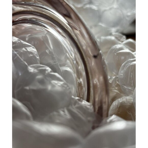 Pink Depression Glass Sugar Bowl and Creamer Set With Caddy Etched Flowers - Picture 12 of 12